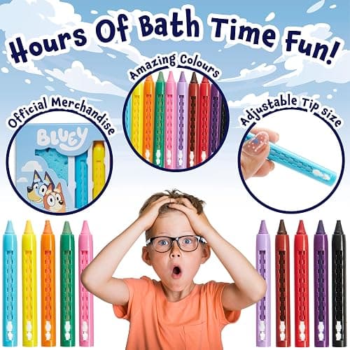 Bluey Bath Crayons for Kids Toddlers, Water Colouring Set Bath Toys Washable Non Toxic Easy Grip, Kids Gifts thumbnail 4