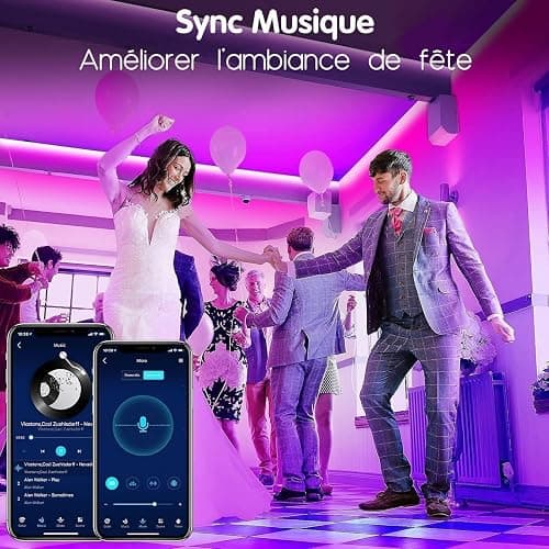 Keepsmile Ruban Led 30m (15mx2), Led Chambre Bluetooth, Bande Led Contrôlé par Télécommande APP, Guirlande Lumineuse Décoration Chambre Led Bureau thumbnail 5