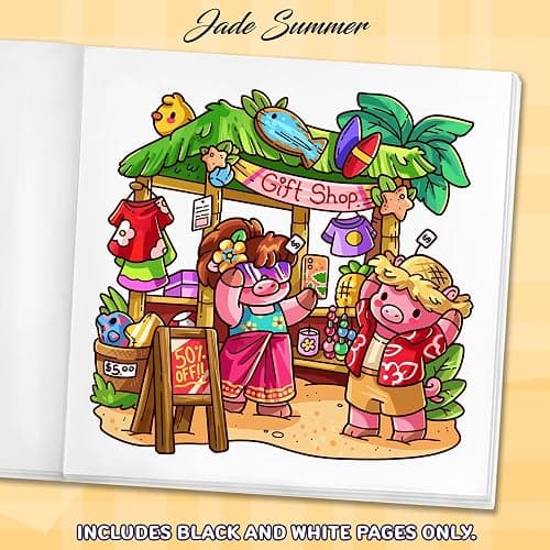 Cozy Hawaii: Cute Coloring Book for Adults and Teens with Charming Characters and Easy-to-Color Tropical Scenes for Relaxation thumbnail 4