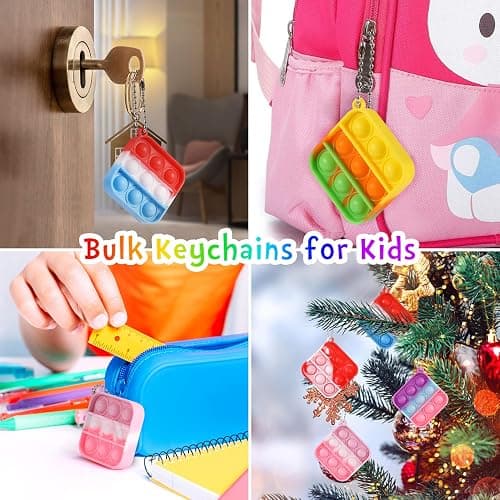 Kids Party Favors Fidget Toys Bulk 30 Pack Mini Pop Fidget Keychain Its Birthday Party Favors for Kids 4-8,8-12 Small Classroom Prizes It Back to School Gifts for Students from Teacher thumbnail 3