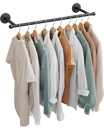 OROPY Industrial Pipe Clothing Rack, Wall Mounted Clothes Rack, Closet Rods For Hanging Clothes, 33" Multi-purpose Hanging Rod for Laundry Room, Bedroom and Closet Storage thumbnail 3