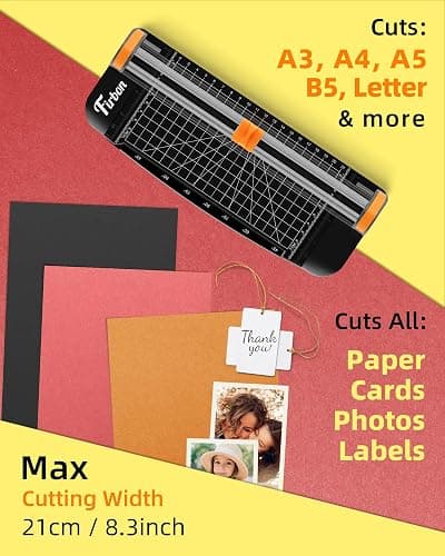 Firbon A5 Paper Cutter, Small Straight Paper Trimmer with Side Ruler | Black Compact Design | Cuts Photo, Cardstock, Labels & Coupons | Portable Desktop Slicer | Scrapbooking & Craft Projects thumbnail 6