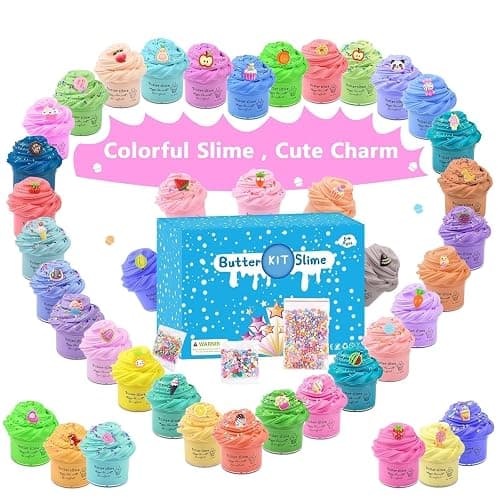 45 Pack Butter Slime Kit for Kids, Holiday Making Bulk Scented Slime Charms Party Favor, DIY Putty Toys, Soft & Non-Sticky, Stress Relief Toy for Girls and Boys Age 4-12, Birthday Basket Filler thumbnail 4