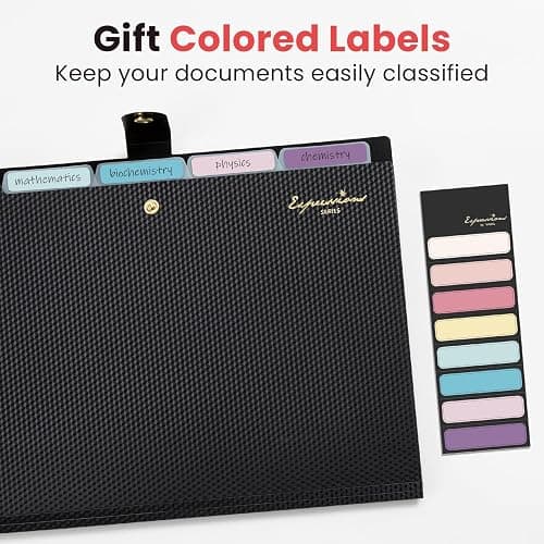 Sooez Accordion File Organizer, Expanding File Folder with Label, 5 Pocket | Folders for Document, Paper Bill Receipt Organizer for Office College School Essential Supplies, Letter Size, Off White thumbnail 6