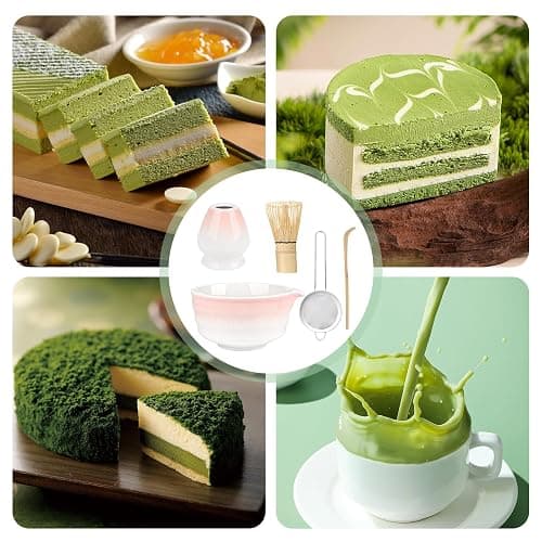 5 Pièces Matcha Kit, Ensemble à Matcha, Kit à Matcha, Avec Cuillere Matcha, Bol Matcha Bec Verseur, Fouet a Matcha, Support de Fouet à Matcha, Tamis à Matcha, pour La Cérémonie Du Thé Matcha (E) thumbnail 7