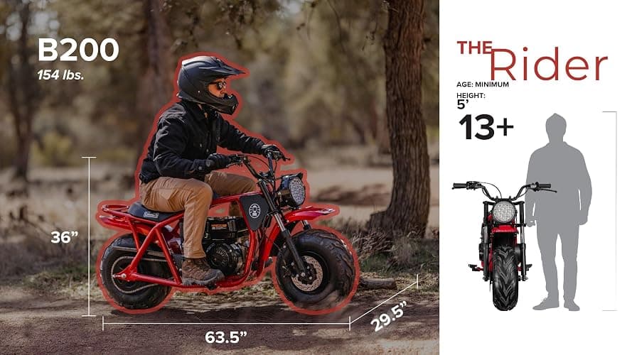 Coleman Powersports B200 196cc Gas Powered Minibike for Kids and Adults, 1-Cylinder, 4-Stroke, 30 Mph, 200 lbs Maximum Load, Ideal for Off-Road and Trail Riding thumbnail 3