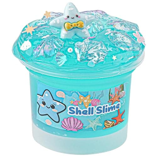 Shell Blue Clear Premade Slime, Stretchy & Non-Sticky, Slime Party Favors & Boys & Girls Gifts - Image 1