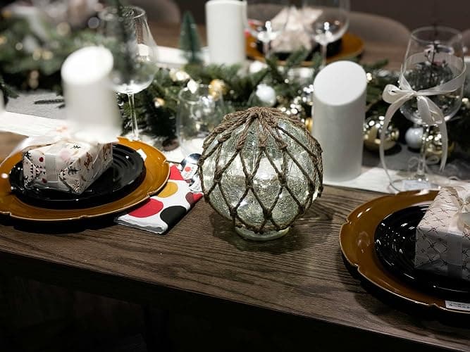 SAILINGSTORY Glass Fishing Float Nautical Lamp Coastal Beach Decor Cracked Glass Ball Night Light 6" thumbnail 4