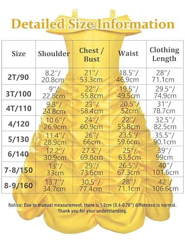 knemmy Princess Costume Dresses for Girls Costumes Halloween Cosplay Birthday Outfit Yellow thumbnail 7