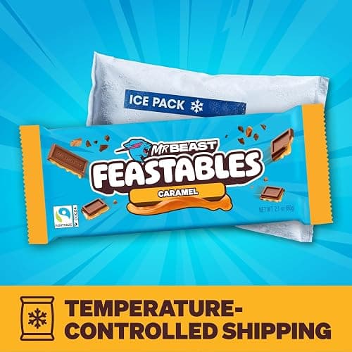 MrBeast Feastables Caramel Chocolate Bar, King Size, 10 Ct, Fairtrade Cocoa thumbnail 3
