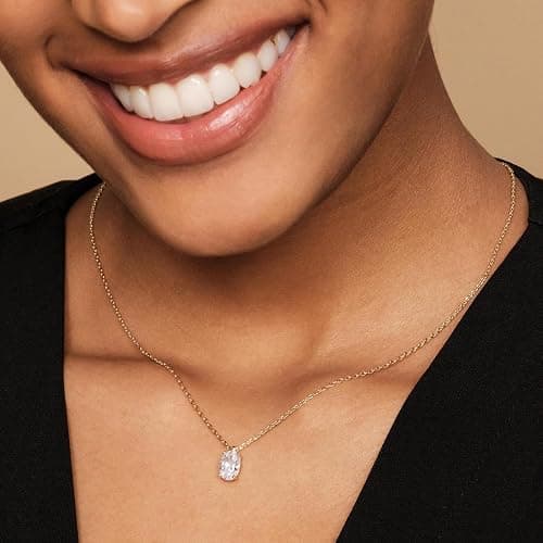PAVOI 14K Gold Plated Cubic Zirconia Diamond Pendant Necklace for Women | Adjustable Slider thumbnail 2