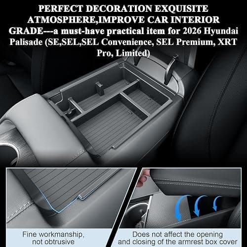 BIBIBO for 2026 Hyundai Palisade Center Console Organizer 2026 Hyundai Palisade (SE,SEL,SEL Convenience, SEL Premium, XRT Pro, Limited) Console 2026 Palisade Insert Tray (Not for Calligraphy) thumbnail 9