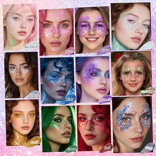 YBUETE Rainbow Face and Body Glitter Stick for Sparkling Makeup, Hair Glitter Accessories for Women, Highlighting Stick for Fairy Dust Makeup, Cheerful Face Glitter for Festive Parties and Carnivals thumbnail 6