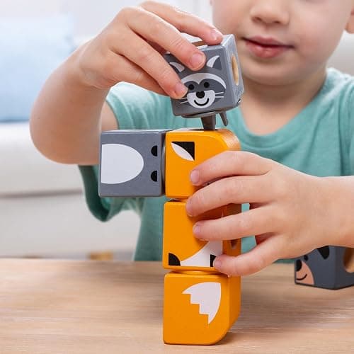 Melissa & Doug Blockables™ Farm and Woodland 2-Pack Bundle Connectable Wooden Building Blocks Preschool Play Set Toy thumbnail 5