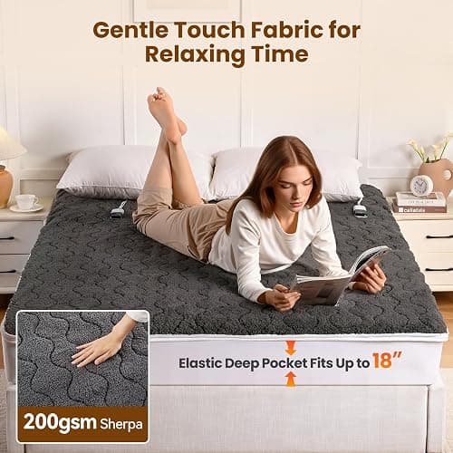 Bearhug Multi-Zone Electric Heated Mattress Pad Queen Size, Dual Control Bed Warmer with Memory & 11 Heat Level, 1-9H Auto Off, Individual Body &Feet Settings, Deep Pocket ETL Certified, Machine Wash thumbnail 5