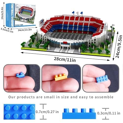 CAXIMSY Barcelona Style Soccer Stadium Micro Mini Building Block Set 3500 Pcs Famous Football Arena Model Kit for Adults & Teens Sports Architecture Model Home Office Desk Decor Display Gift thumbnail 3
