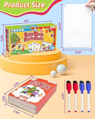 520 Sight Words Flash Cards Kindergarten, 1st 2nd 3rd Grade Reading Books | Learn to Read, Preschool Kindergarten Workbooks, Writing & Spelling Games, Dolch & Fry List, Homeschool Supplies for Kids thumbnail 2