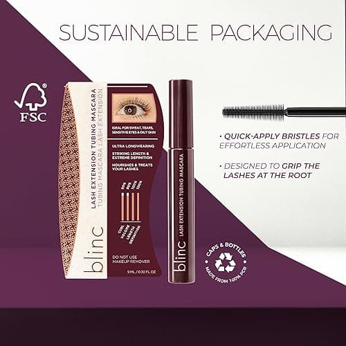 Blinc Lash Extension Tubing Mascara, Extreme Lengthening and Defining Mascara with Biotin, Ultra-Longwearing Washable Mascara, Clean, Vegan and Cruelty-Free, 9mL / 0.30 Fl. OZ - Lash Extension Tubing Mascara - Dark Brown thumbnail 5