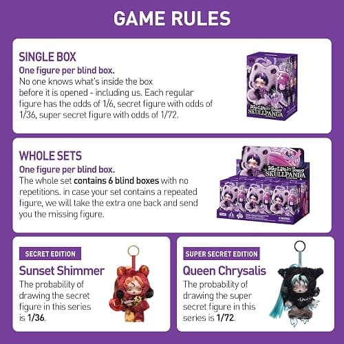 POP MART SKULLPANDA × My Little Pony Series Plush Doll Cute Keychain Blind Box Mystery Box Figures, Collectible Toys Bag Charms, Holiday Birthday Gifts for Girls and Boys, Single Box thumbnail 4
