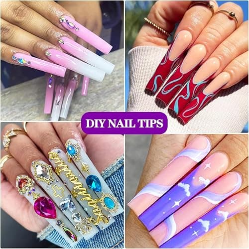 3XL Square Nail Tips, 240PCS Clear Full Cover Artificial False Nails Tips, Extra Long Square No C Curve Acrylic Nail Tips, XXXL Tapered Fake Nails for Salons Home DIY Nail Art 12 Sizes thumbnail 8