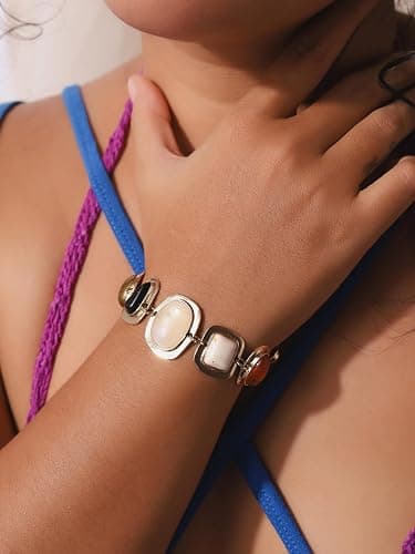 MINACHI Geometric Metal Stone Bracelets, Trendy Personality Jewelry for Women thumbnail 5