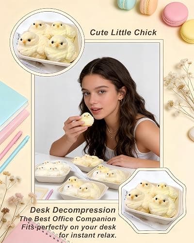 Handmade Chicken Squishy Toys, Ultra Soft squishies Fidget Toys for Adults, Teens, Silicone Squeeze ball for Office,School, Break room, Cute Sensory Squeeze Toys for Anxiety Relief, Focus & Calm(2pcs) thumbnail 4