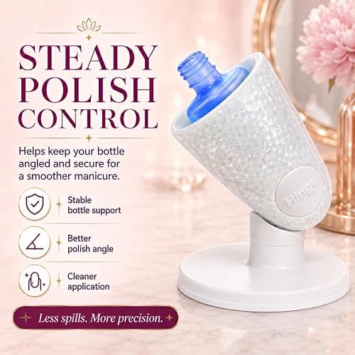 Tweexy Hinge Untippable Anti-Spill Nail Polish Holder | Smartgrip Suction Stand, Tilted for Fingernail Painting & Nail Art (Silver Sparkle) thumbnail 2