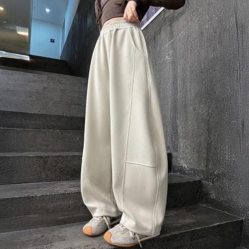 Girls Oversized Wide Leg Joggers Baggy Loose Fall Barrel Casual Athletic Pants Cotton Soft Comfy Sweatpants Kids Pull on Straight Waterproof Trousers Teen Girl Cute Y2K Joggers Jogging thumbnail 3