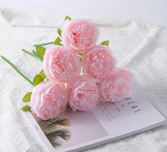 JOYHAZE 8 Stück Künstliche Pfingstrosen (ohne Vase), Seiden-Einzelstiel-Pfingstrosen Kunstblumen für Hochzeit, Zuhause, Büro, Party, Fensterdekoration, Tischmittelpunkte, DIY-Blumenarrangements thumbnail 8