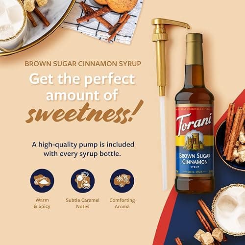 Torani Brown Sugar Cinnamon Coffee Syrup, Flavored Syrup for Drinks, Pump Included, 25.4 Fl Oz - Brown Sugar Cinnamon thumbnail 3