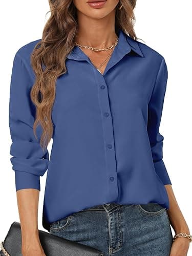 hearain Women's Button Down Shirts Long Sleeve Basic Classic Soft Shirt Collared Fashion Dressy Casual Blouses - Image 1