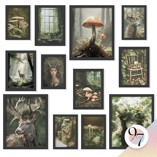 97 Decor Nature Goblincore Decor - Fantasy Wall Art Prints, Magical Forest Posters For Room Aesthetic, Fairycore Pictures Cottage Core Artwork, Earthy Therian Room Decorations For Bedroom (Unframed) - Image 1