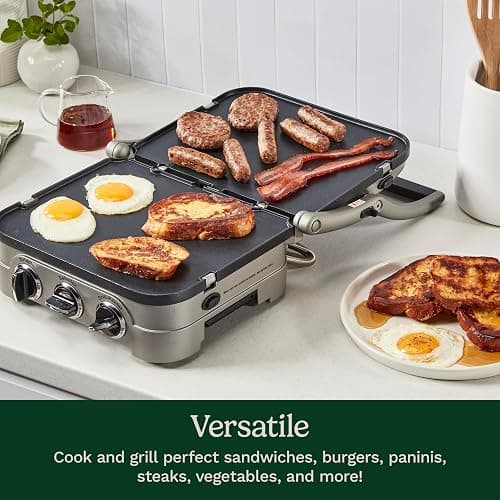 Cuisinart Griddler Indoor Grill, Panini Press, Sandwich Maker & More, 5-in-1 Grilling, Dishwasher-Safe Nonstick Cooking Plates, GR-4NNAS, Stainless Steel thumbnail 8