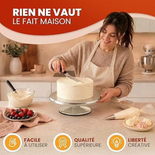 BakeBuddy Plateau Tournant Pâtisserie 30 cm Aluminium Antidérapant | Précis & Stable, Plateau Tournant Gâteau de Qualité, Ustensiles Professionnels pour Pâtisserie et Décoration de Gâteaux thumbnail 5
