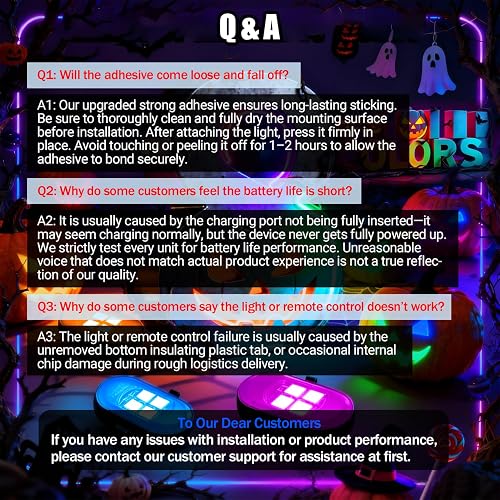 Upgraded Wireless LED Lights for Car, Rechargeable Interior Car Lights with 8 Colors Brightness Adjustable, 12H Battery Life, Remote Control, Mini Strobe Lights for Vehicle Motorcycle Bike Decor thumbnail 8
