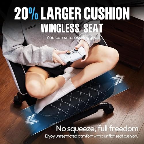 Dowinx Fabric Gaming Chair, Ergonomic Computer Chair with Footrest and Pocket Spring Cushion, Height Adjustable Video Gamer Chair with Lumbar Support for Adults, Black thumbnail 7