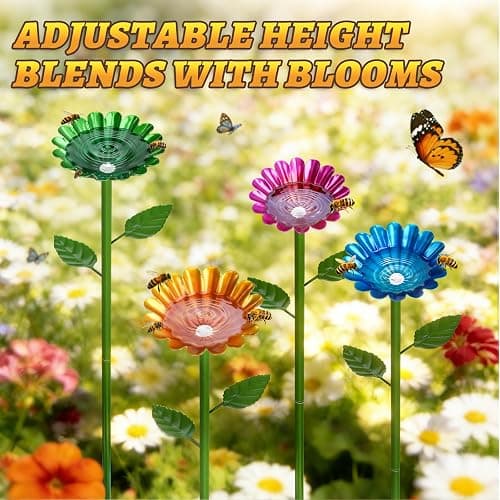 Mellbree Bee Watering Station, 4-Pack Metal Flower Bee Bath for Garden – Attract Butterflies & Pollinators – Colorful Outdoor Garden Stakes for Yard, Patio, Butterfly Garden – Gardening Essentials thumbnail 4