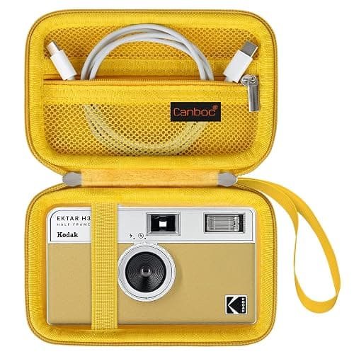 Canboc Carrying Case for KODAK EKTAR H35/ H35N/ KODAK Snapic A1 Film Camera, H35/ Snapic A1 Film Camera Bag, Zipper Mesh Pocket fits Film, Batteries, USB Cable, Yellow (Case Only) - Image 1