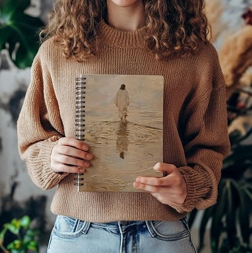 bitCNY Jesus Christ Spiral Notebook, Jesus Christ Walking on Water, Church Notes Notebook, I Will Walk With Christ LDS, Jesus Notebooks for School Supplies, Home & Office, Spiral Bound 5.5x8.3 thumbnail 5