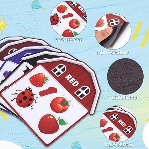 10Pcs Magnetic Color Sorting Cute Farm Animal Fridge Magnets for Toddlers | 60 Toddler Magnets for Refrigerator Early Education Toddler Color Sorting Learning Activities Boys Girls Gifts thumbnail 6