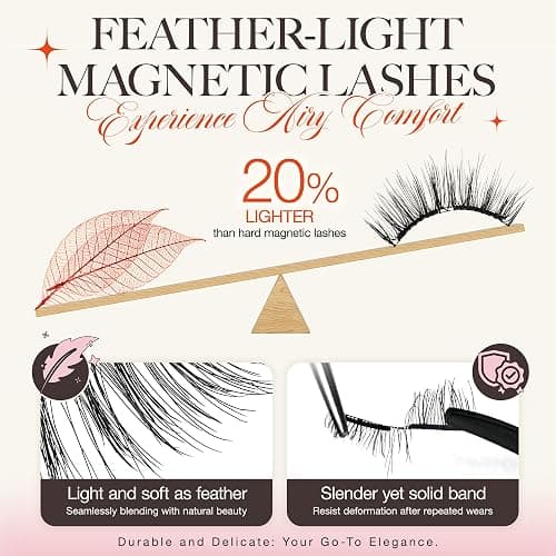 LASHVIEW Upgrade Magnetic Eyelashes with Applicator Reusable Soft Magnetic Eyelashes Natural Look No Glue Needed Lashes Kit Easy to Wear and Remove(A02) thumbnail 3