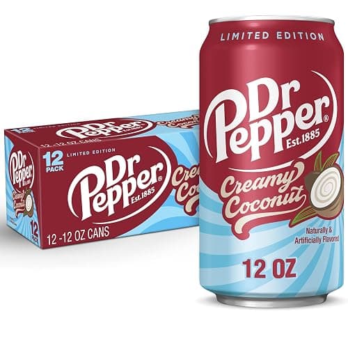 Dr Pepper Creamy Coconut Soda, 12 fl oz cans, 12 Pack - Image 1