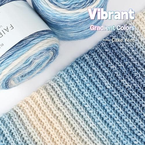 Katech Ombré Yarn for Crocheting-Gradient Cake Yarn-4x100g 60% Cotton 30% Acrylic 10% Wool-Ombré Multicolor Soft Rainbow Cotton Crochet Yarn for Scarves, Shawls, Blankets and Garments(G) thumbnail 5