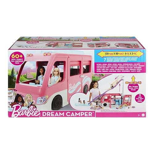 Barbie Camper, Doll Playset with 60 Accessories, 30-Inch-Slide and 7 Play Areas, Dream Camper thumbnail 7