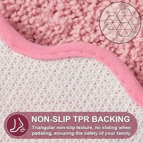 ORTIGIA Small Pink Scalloped Bath Mat, Cute Plush Microfiber Scallop Bathroom Rugs Non Slip Washable Quick Dry Absorbent, Bathmat Carpet for Shower Stall Vanities Kitchen Floor Entrance, 17x24 thumbnail 7