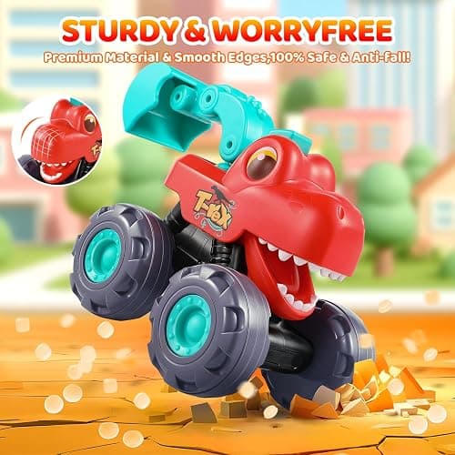 OCATO Dinosaur Monster Trucks for Toddlers 2-4 Years Kids Toy Boys 3-5, Dinosaur Toys for Kids 2 3 4 5 Year Old Boy Girl Birthday Gift Xmas Stocking Stuffers Baby Toddler Boy Toys Gifts Age 2 3 4 thumbnail 5