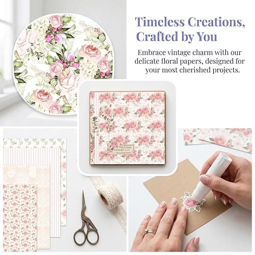 36 Blatt Scrapbook Papier Blumen Muster – Vintage Scrapbooking Papier 15x15cm, Dekorpapier mit Blumenmotiv für Journal, Fotoalbum & Decoupage, Bastelpapier für DIY & Craft-Projekte thumbnail 4