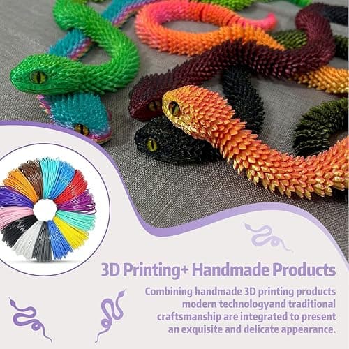 ZHRUOYAO 3D Printed Animals-Snake Viper,3D Printed Snake Toys 3D Printed Animals Animal Model Ornaments Creative Funny Toy Festival Gift for Frends thumbnail 5
