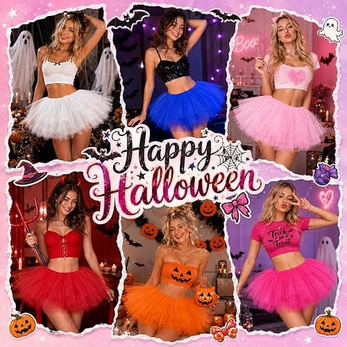 Tutu for Women Adults 5 Layered Tutus Skirts Fluffy Cute Tulle Tutu Skirts Halloween Christmas 80s Outfit for Women thumbnail 5
