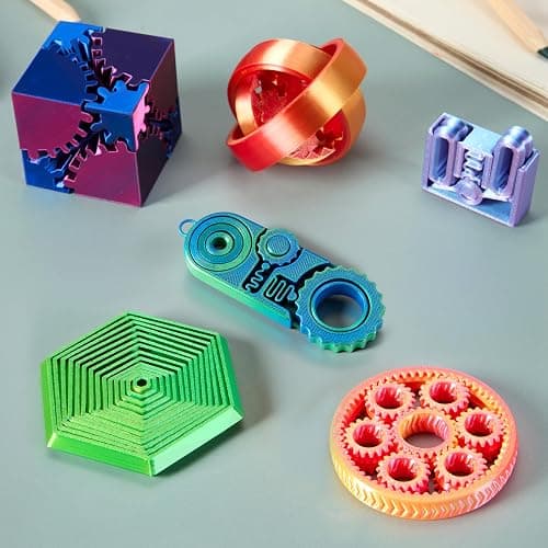JOYIN 6PCS 3D Printed Fidget Toys, Spin Fractal Click Gear Fidget Toy, Metallic Color 3D Printed Fidget Toy for Favors ADHD, Autism, Kids&Adults, Party Favors, Desktop Deco Gift thumbnail 2